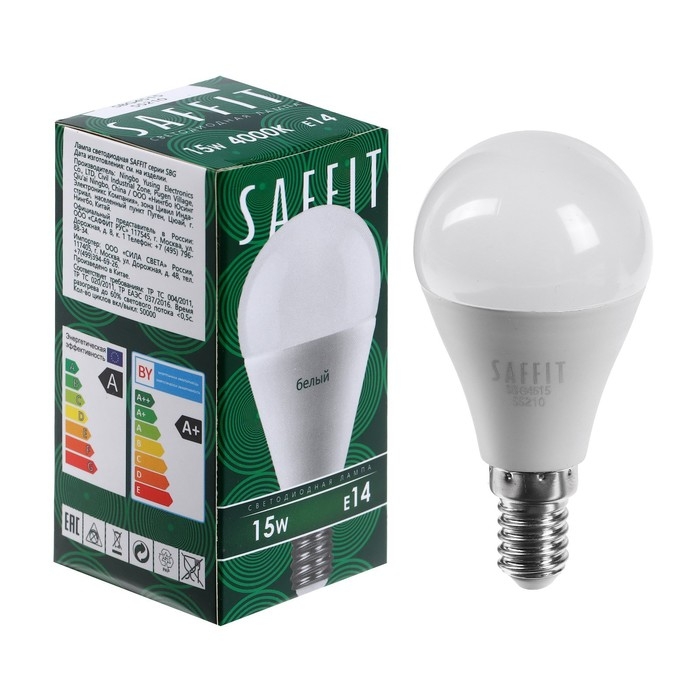Лампа светодиодная SAFFIT, 15W 230V E14 4000K G45, SBG4515 Лампа светодиодная SAFFIT, 15W 230V E14 4000K G45, SBG4515