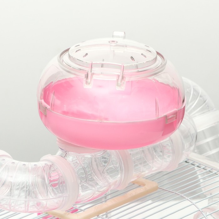 Клетка для грызунов с туннелем, выносным домиком и наполнением, 47 х 30 х 38, см, розовая Клетка для грызунов с туннелем, выносным домиком и наполнением, 47 х 30 х 38, см, розовая