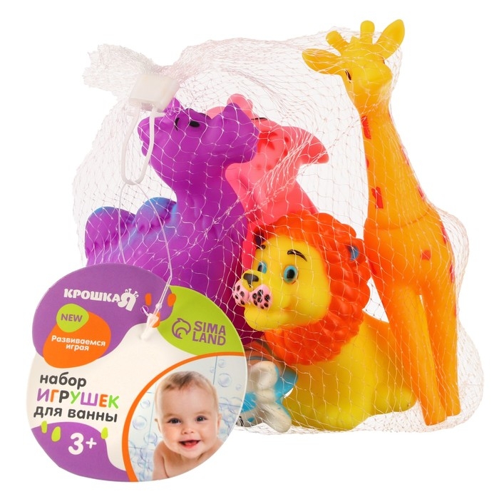 Набор резиновых игрушек для ванны «Изучаем животных», 5 шт, Крошка Я Набор резиновых игрушек для ванны «Изучаем животных», 5 шт, Крошка Я