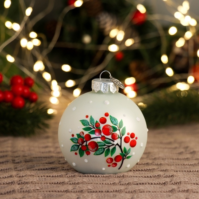 Шар Шар "Веточка рябины", 80 мм., в подарочной упаковке