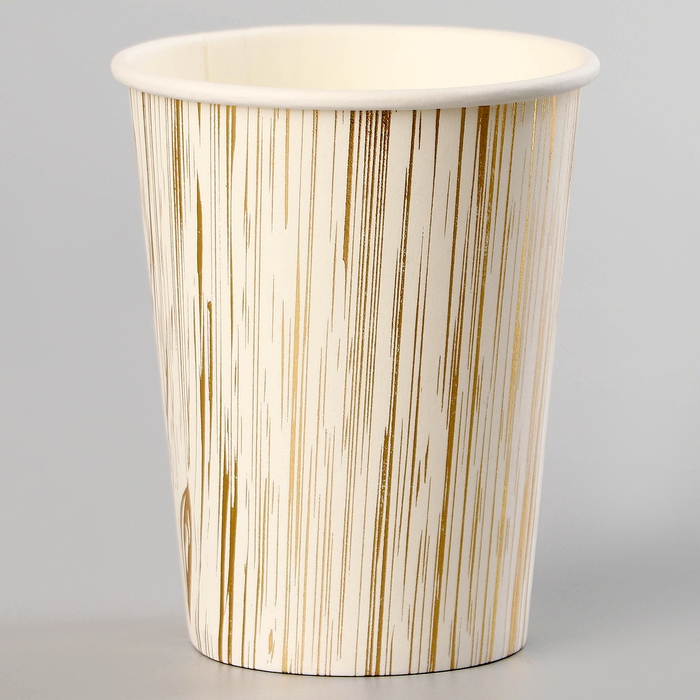 Стаканы бумажные «Полосы», 6 шт, цвет золото Стаканы бумажные «Полосы», 6 шт, цвет золото