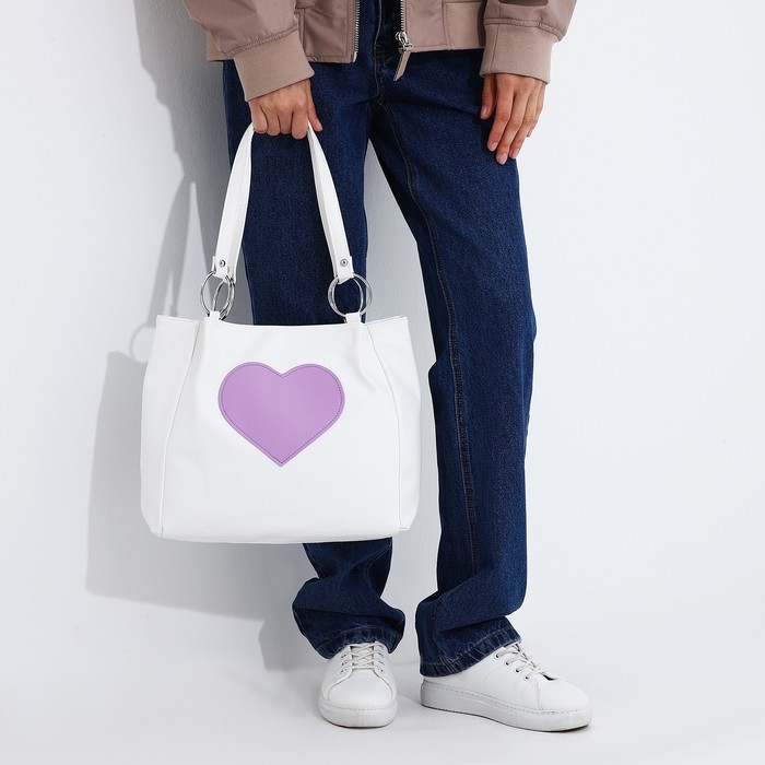 Сумка-шопер женская на молнии, цвет белый