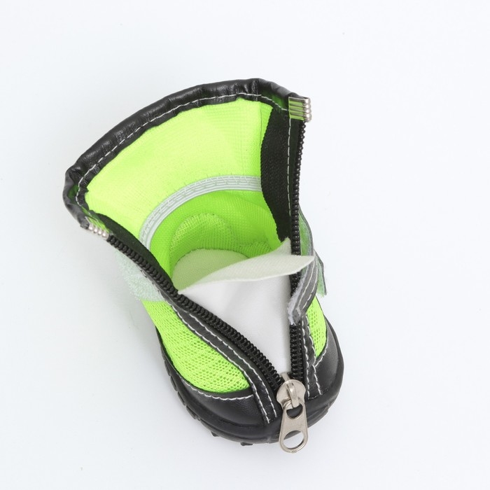 Ботинки высокие для больших собак, набор 4 шт, размер M (подошва 9х6,4 см), чёрно-салатовые