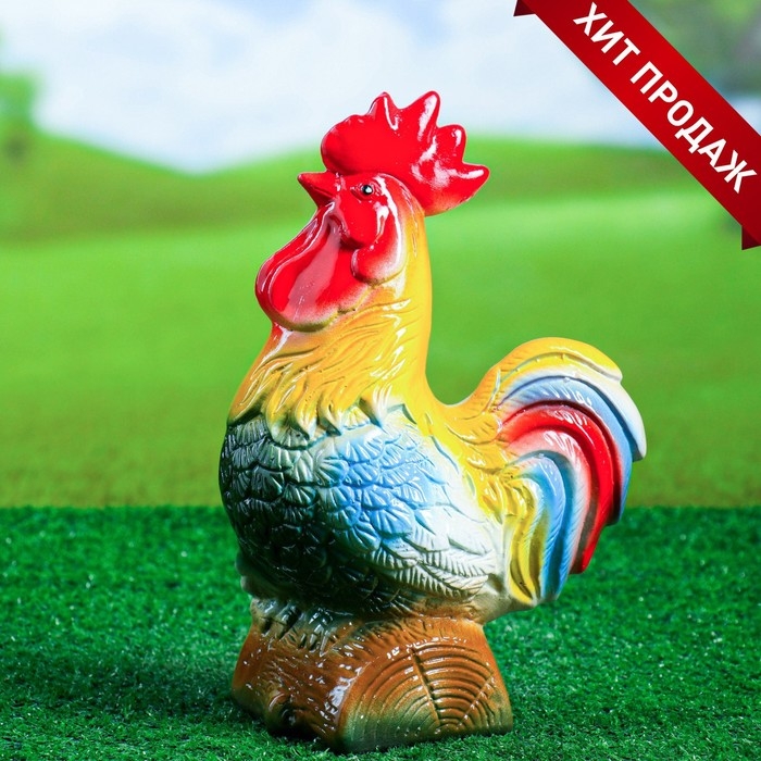 Садовая фигура  Садовая фигура "Петух на бревне" 29см