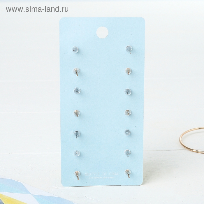 Пусеты 7 пар «На каждый день» набор принцесса, цвет МИКС