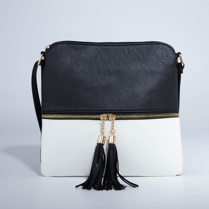 Сумка кросс-боди на молнии, цвет чёрный/белый Сумка кросс-боди на молнии, цвет чёрный/белый