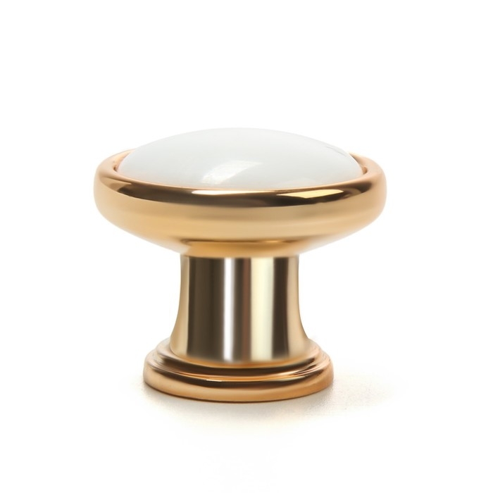 Ручка-кнопка CAPPIO, РК101, d=32 мм, пластик, цвет золото с белой вставкой Ручка-кнопка CAPPIO, РК101, d=32 мм, пластик, цвет золото с белой вставкой