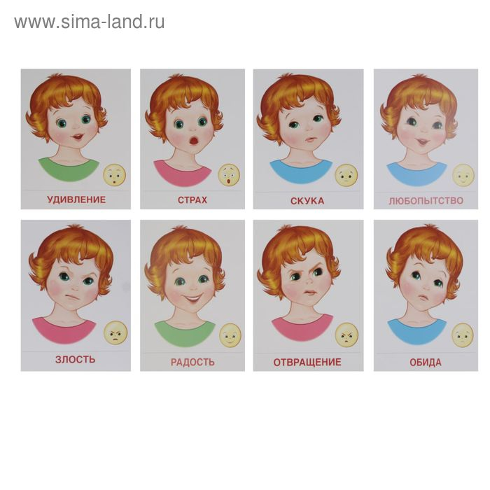 Демонстрационные картинки  Демонстрационные картинки "Чувства и эмоции" 16 картинок с текстом, 173х220мм