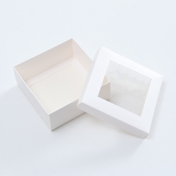 Коробка складная, крышка-дно, с окном, белая, 12 х 12 х 5 см Коробка складная, крышка-дно, с окном, белая, 12 х 12 х 5 см