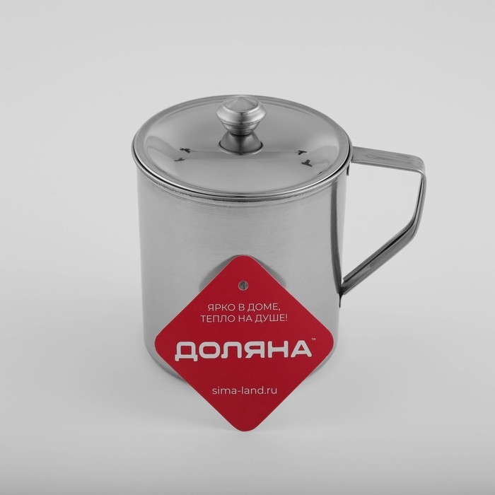 Кружка из нержавеющей стали Доляна &laquo;Индия&raquo; &laquo;Тарун&raquo;, 600 мл, 13,5&times;9,5&times;12 см, с крышкой