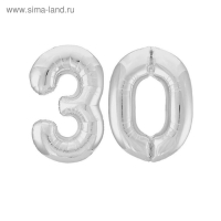 Шар фольгированный 40" «30», цвет серебро