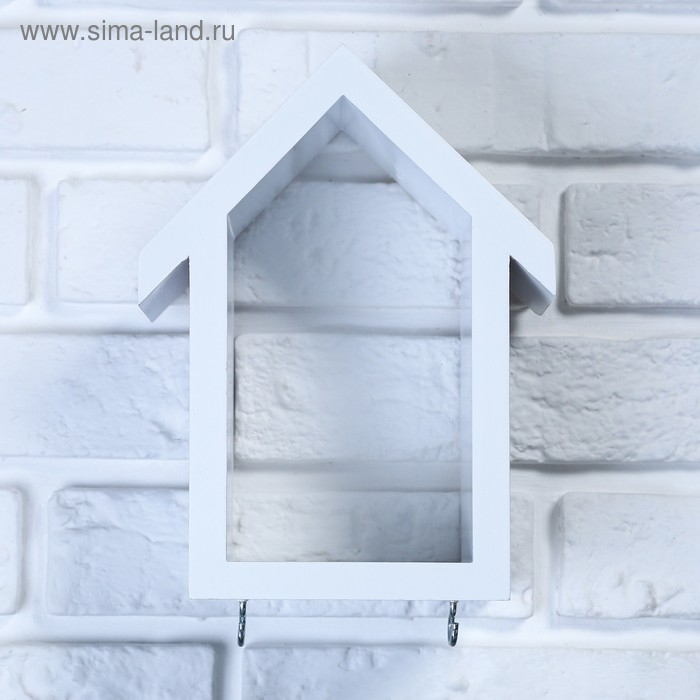Ключница-полка Домик малая, 2 крючка, белая, 23*17*10 Ключница-полка Домик малая, 2 крючка, белая, 23*17*10