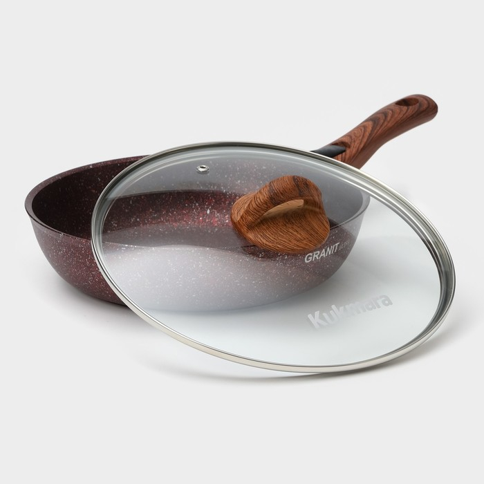 Сковорода Granit ultra red, d=26 см, съёмная ручка, стеклянная крышка, антипригарное покрытие, цвет коричневый Сковорода Granit ultra red, d=26 см, съёмная ручка, стеклянная крышка, антипригарное покрытие, цвет коричневый