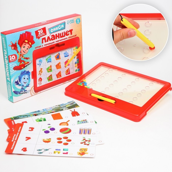 Магнитный планшет обучающий, с карточками, 20 карточек, Фиксики Магнитный планшет обучающий, с карточками, 20 карточек, Фиксики
