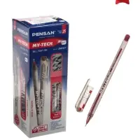 Ручка шариковая масляная Pensan My-Tech, узел-игла 0.7 мм, чернила красные