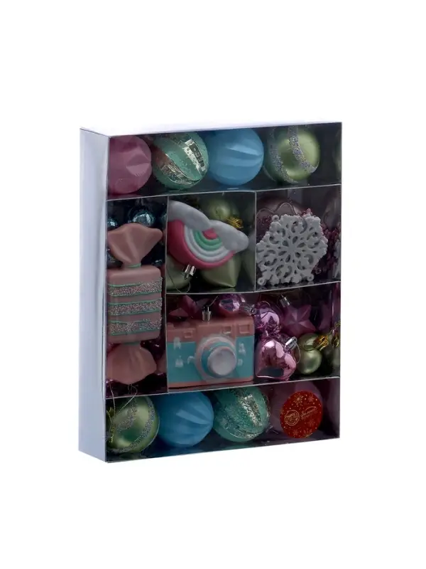 Набор украшений пластик 58 шт Набор украшений пластик 58 шт "В гостях у Деда Мороза"