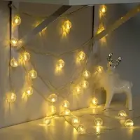 Гирлянда &laquo;Нить&raquo; 5 м с насадками &laquo;Футбольный мяч&raquo;, IP20, прозрачная нить, 30 LED, свечение тёплое белое, 8 режимов, 220 В