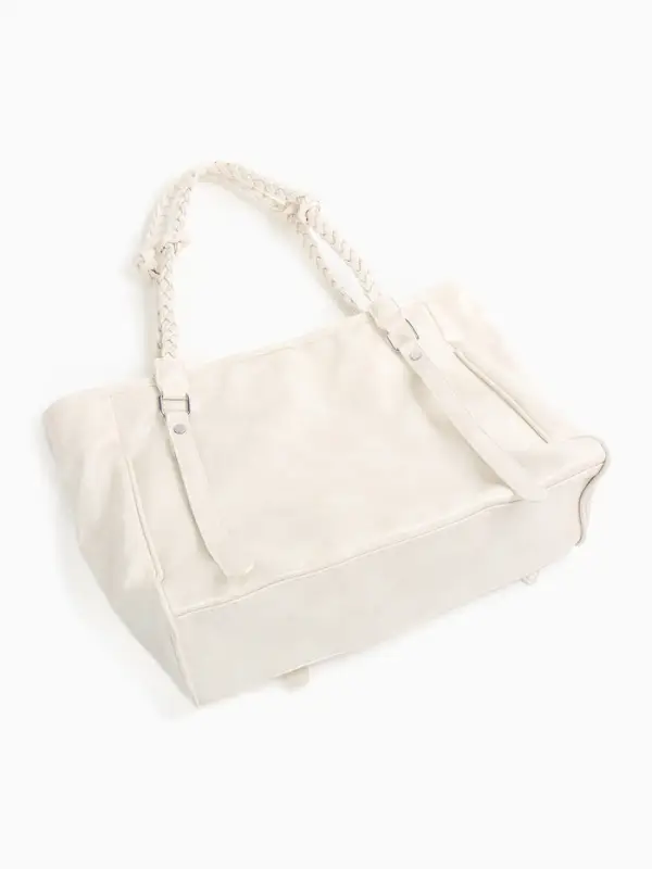 Сумка - шоппер женская на молнии, 44&times;10&times;29 см, однотонная, белая