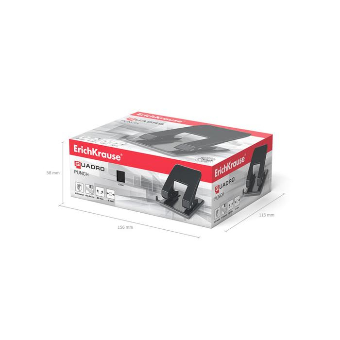 Дырокол до 40 листов ErichKrause Quadro, диаметр прокола 6мм, расстояние между проколами 80мм, микс Дырокол до 40 листов ErichKrause Quadro, диаметр прокола 6мм, расстояние между проколами 80мм, микс