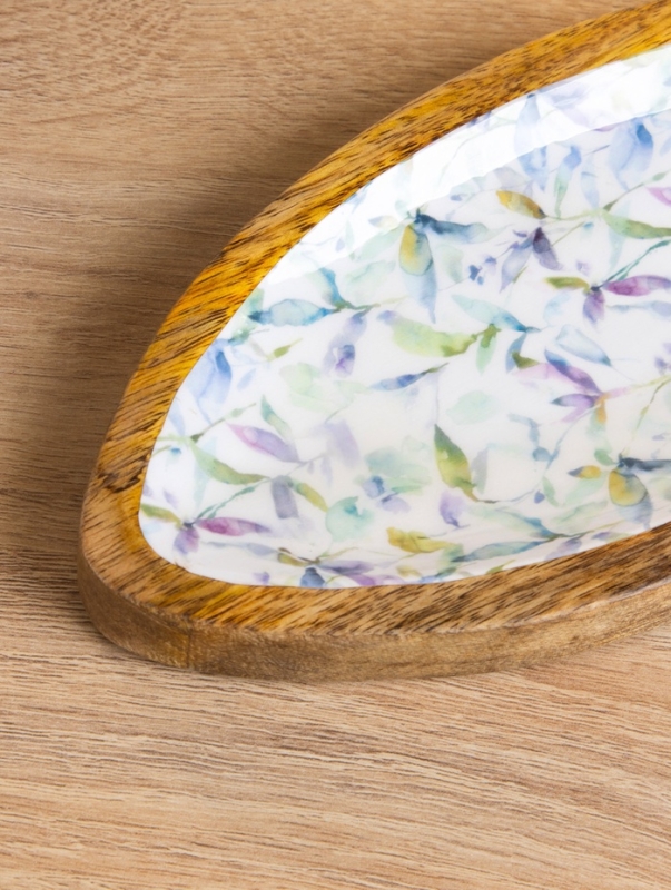 Блюдо в форме рыбки "Оттенки сирень" дерево манго 32х11,5х2 см