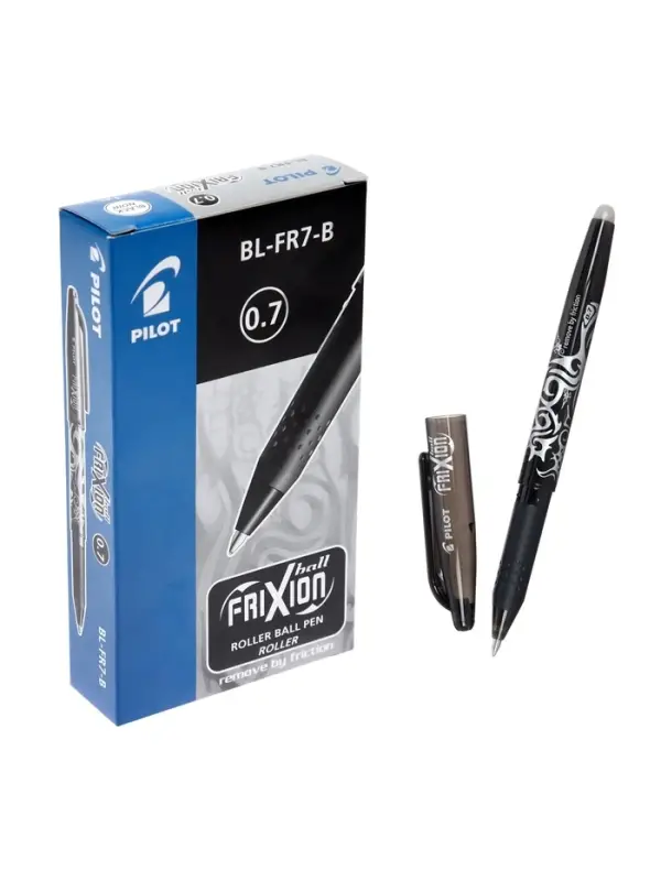 Стираемая ручка Pilot. Frixion, гелевая, чёрный стержень BL-FR-7 (B), узел 0.7 мм