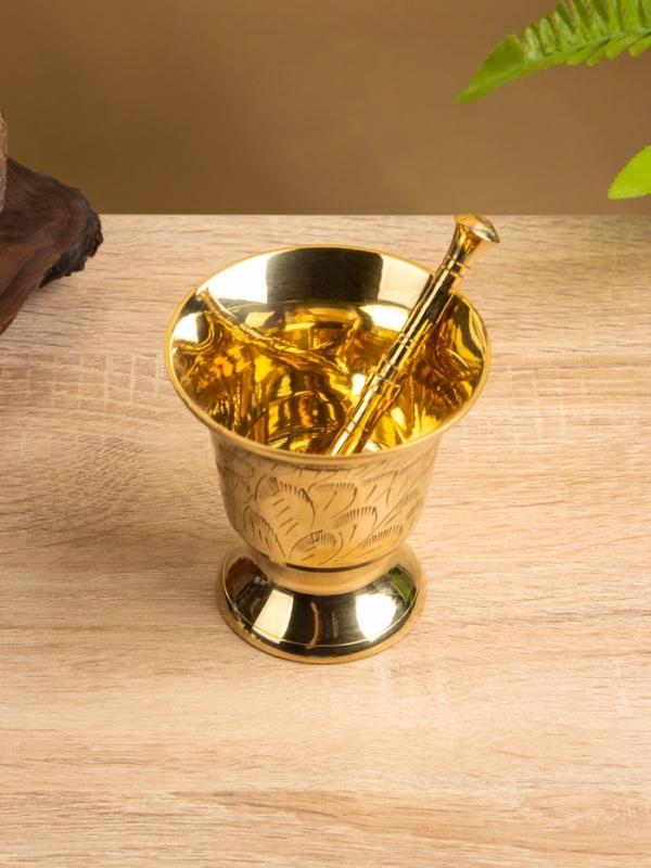 Ступка с пестиком, латунь 9х9х9,5 см Ступка с пестиком, латунь 9х9х9,5 см