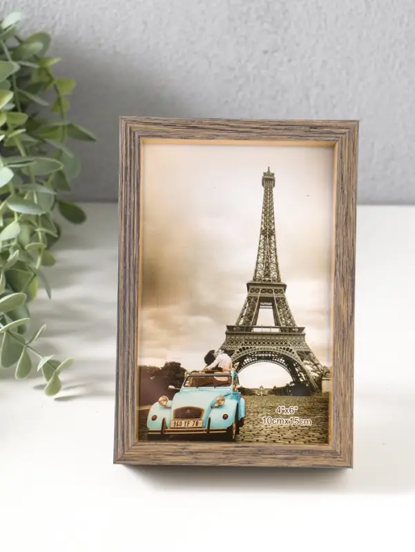 Фоторамка пластик 10х15 см "Ламберто" бежево-чёрный с золотом 16х11х3,5 см