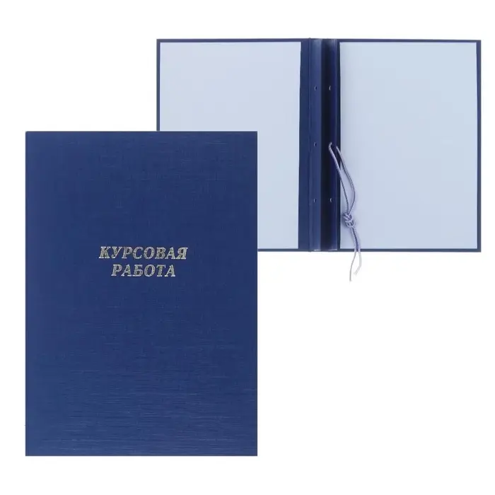 Папка &laquo;Курсовая работа&raquo; А4, бумвинил, гребешки/сутаж, (без бумаги) синяя 10КР01