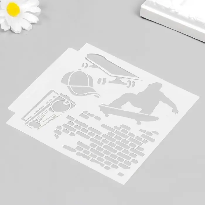 Трафарет пластик Трафарет пластик "Скейтер" 13х13 см