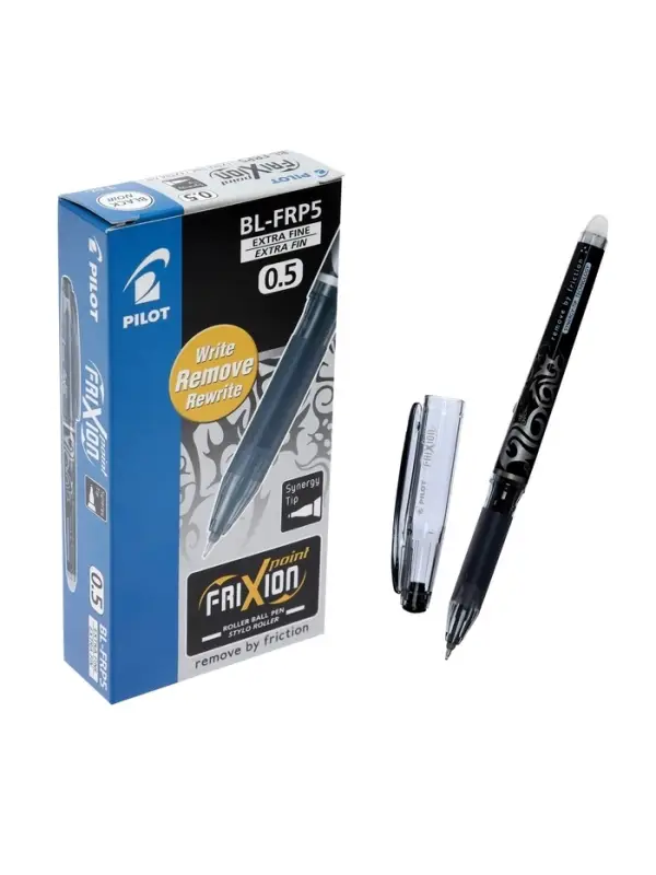 Стираемая ручка Pilot. Frixion, гелевая, чёрный стержень BL-FRP5 (B), узел 0.5 мм