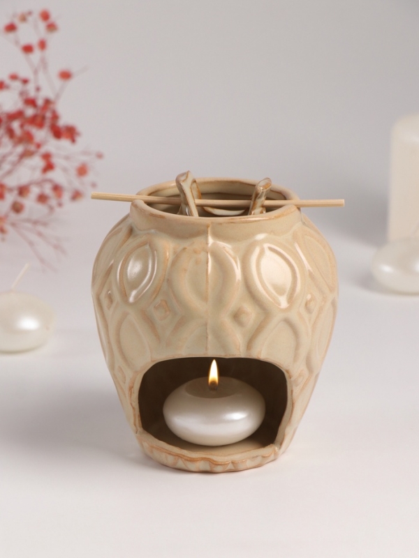 Аромалампа керамика Аромалампа керамика "Кувшин" бежевая 9х9х11 см