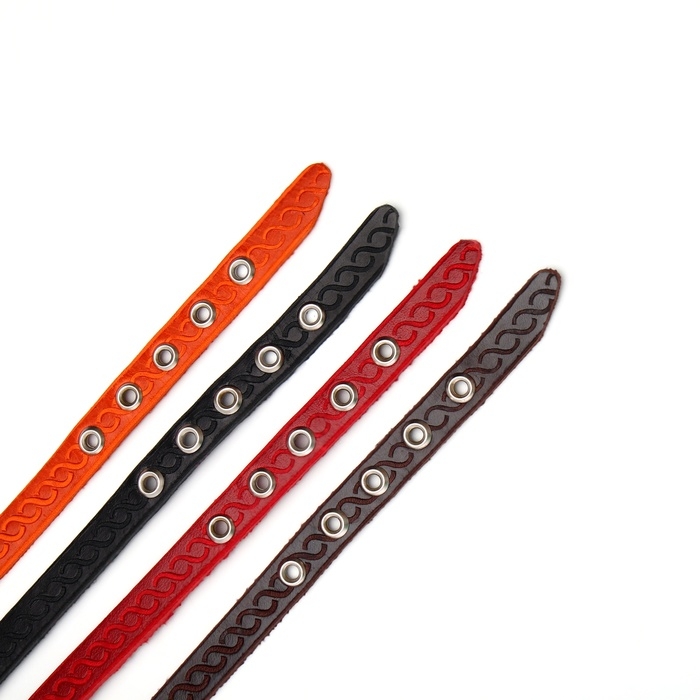 Ошейник кожаный однослойный неукрашенный, 1,2 см, ОШ 20-26 см, микс цветов и видов Ошейник кожаный однослойный неукрашенный, 1,2 см, ОШ 20-26 см, микс цветов и видов