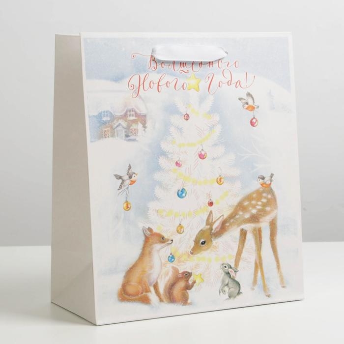 Пакет подарочный новогодний ламинированный «Волшебного Нового года», ML 23 х 27 х 11.5 см