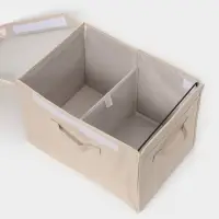 Короб стеллажный с крышкой LaDо́m, 38&times;26&times;24 см, бежевый, материал батист