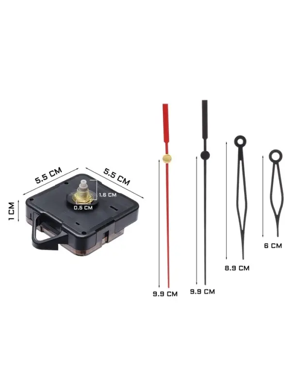 Часовой механизм со стрелками &laquo;Соломон-37&raquo;, плавный ход, шток 16 мм, стрелки 60/88/98 мм