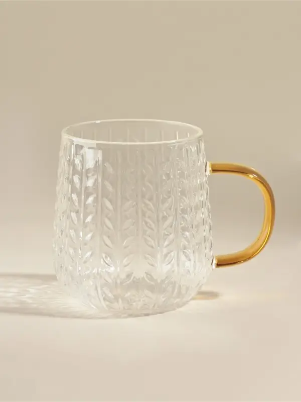 Кружка SL Home Wheat, 350 мл, 12&times;9&times;7.8 см, жёлтая ручка, стекло, прозрачная