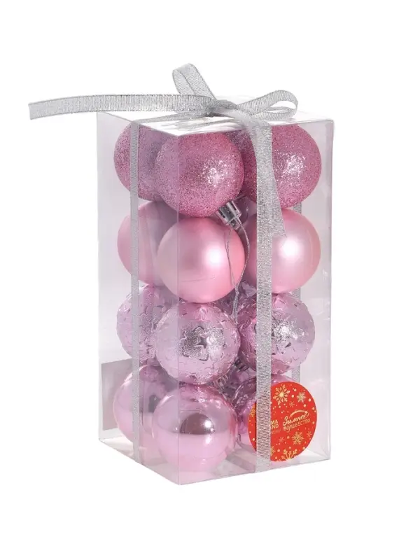 Ёлочные игрушки &laquo;Звёздная ночь&raquo;, шары новогодние, набор 16 шт., d=5 см, розовый