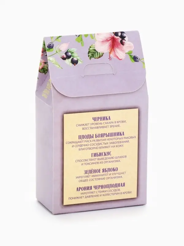 Ягодно-травяной чай &laquo;Любимой маме&raquo;: черника, плоды боярышника, гибискус, зелёное яблоко, арония черноплодная, 50 г