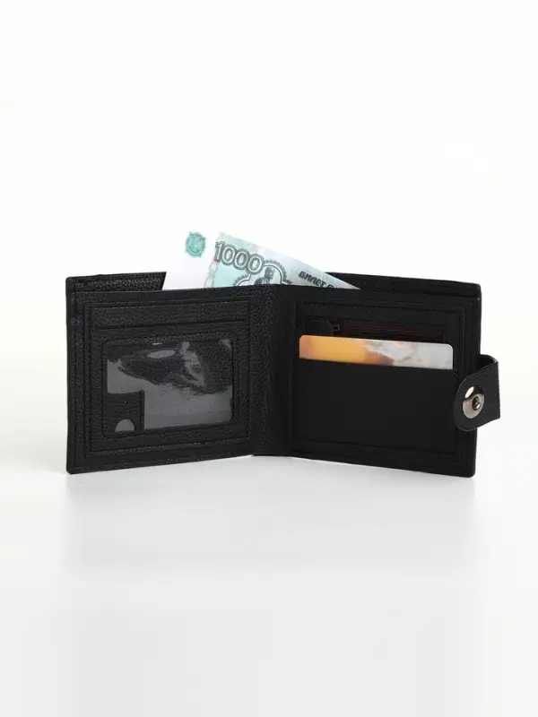 Портмоне мужское на магните, отдел для карт, монет, чёрное