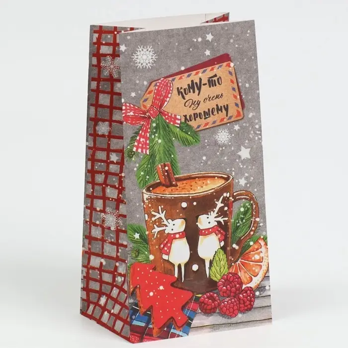 Пакет подарочный без ручек новогодний &laquo;Кому‒то ну очень хорошему&raquo;, 10&times;19.5&times;7 см