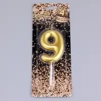 Свеча в торт «Европейская», цифра 9, 6 см, золото