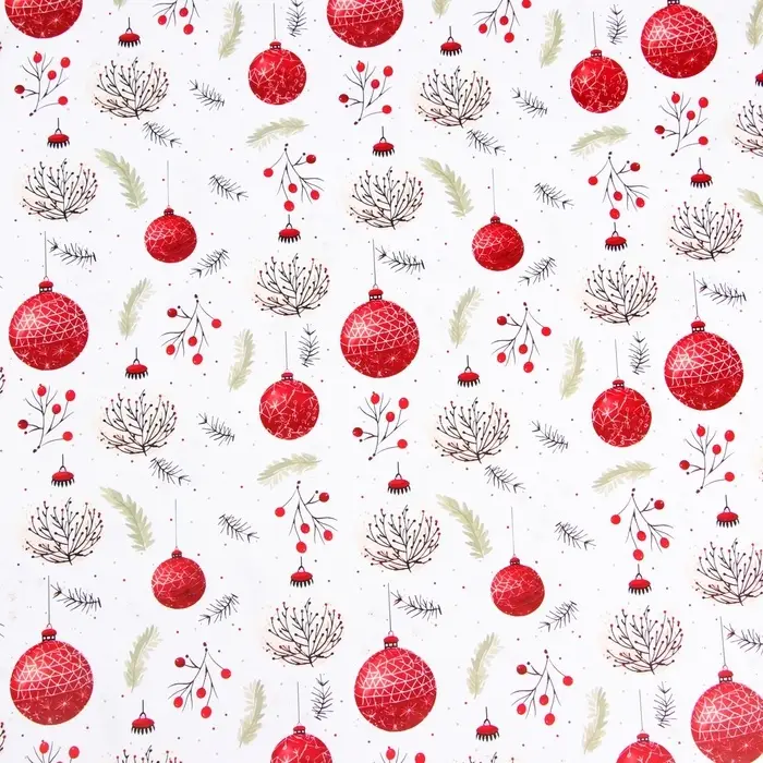 Бумага упаковочная новогодняя «Красные шарики», глянец, двусторонняя, 80 г/м² , 70×100 см Бумага упаковочная новогодняя «Красные шарики», глянец, двусторонняя, 80 г/м² , 70×100 см