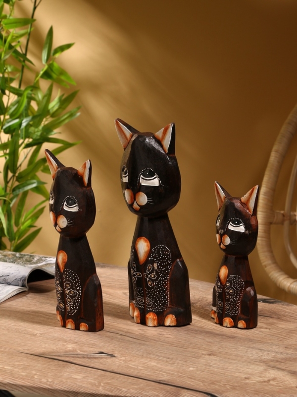 Сувенир интерьерный Сувенир интерьерный "Кошки" дерево (набор 3 штуки)