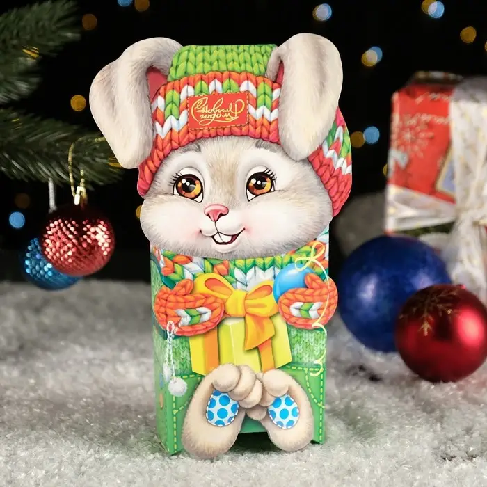 Подарочная коробка «Заяц Новогодний», 12×7×23 см
