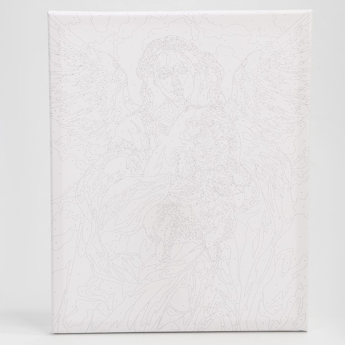 Картина по номерам на холсте с подрамником  Картина по номерам на холсте с подрамником "Ангел с котом" 40*50 см