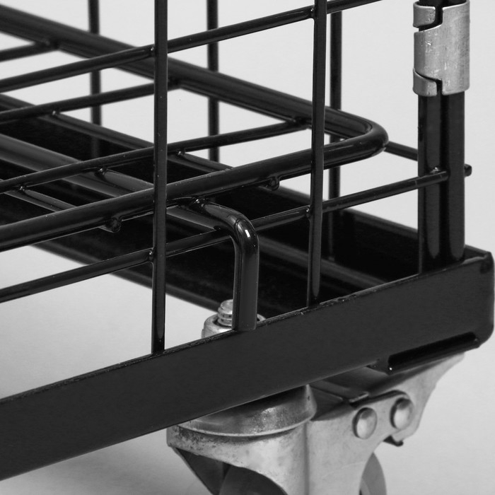 Корзина-накопитель складная, на колесах, 1 полка, 60×40×80 см, цвет чёрный Корзина-накопитель складная, на колесах, 1 полка, 60×40×80 см, цвет чёрный