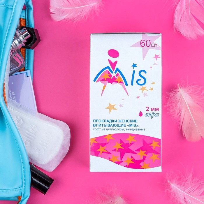 Ежедневные прокладки из целлюлозы «MIS», 2 мм, 60 шт Ежедневные прокладки из целлюлозы «MIS», 2 мм, 60 шт
