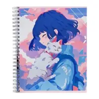 Набор тетрадей Calligrata &laquo;Аниме. Девочка с котом&raquo;, 3 штуки, 96 листов, на гребне, обложка из мелованного картона