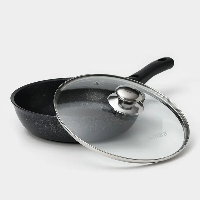 Набор посуды KUKMARA &laquo;Мраморная №3&raquo;, 6 предметов, съёмная ручка, антипригарное покрытие, литой алюминий, литой алюминий