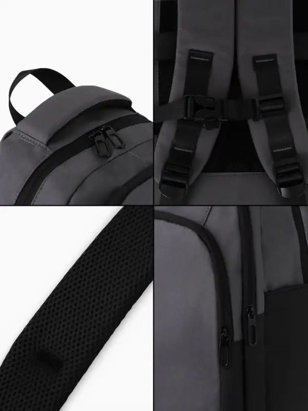 Рюкзак, 27*14*38,5 см, 2 отд 3н/карм, Комби, Водонепрон. дно, серый/черн